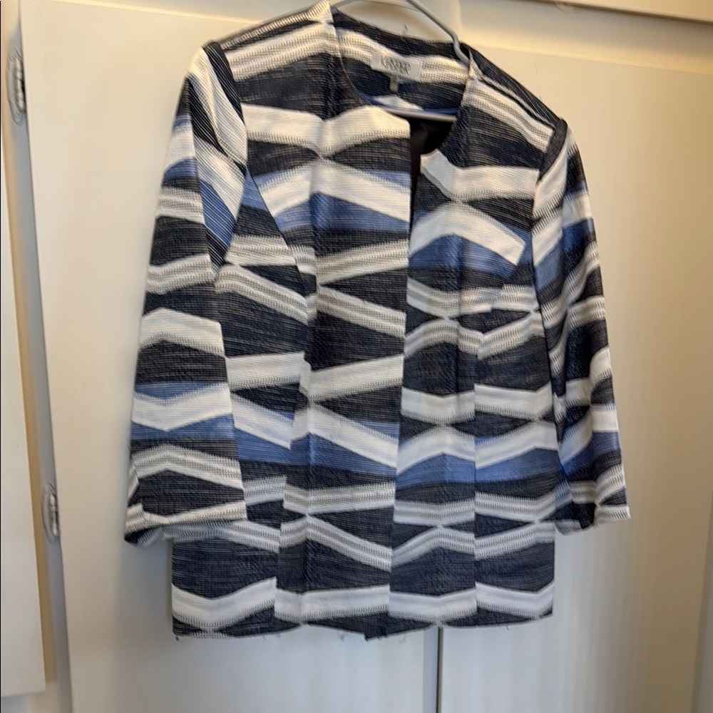 Chico's Black and Blue Abstract Blazer